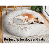 Pet Bed Dog Cat Calming Bed Large 90cm White Sleeping Comfy Cave Washable