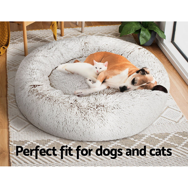 Pet Bed Dog Cat Calming Bed Large 90cm White Sleeping Comfy Cave Washable