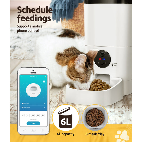 i.Pet Automatic Pet Feeder 6L Auto Camera Dog Cat Smart Video Wifi Food App Hd