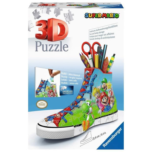 SUPER MARIO Puzzle 3D Sneaker - Ravensburger - Puzzle 3D enfant - sans colle - Pot a crayons 108 pieces - Des 8 ans