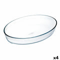 Plat de Four Ô Cuisine   Ovale 40 x 28 x 7 cm Transparent verre (4 Unités)
