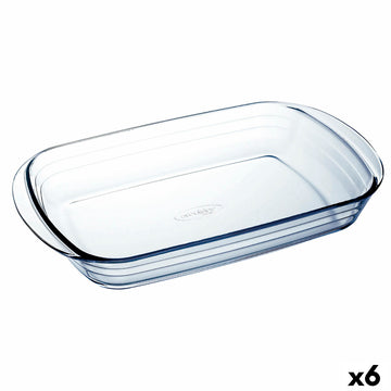 Plat de Four Ô Cuisine Ocuisine Vidrio Rectangulaire Transparent verre 39 x 24 x 6 cm (6 Unités)