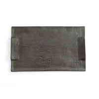 Snack tray Quid Mineral Ceramic Black 30 x 18 cm (6 Units)