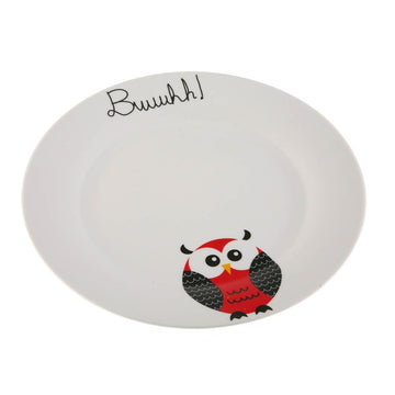 Flat plate Owl Porcelain