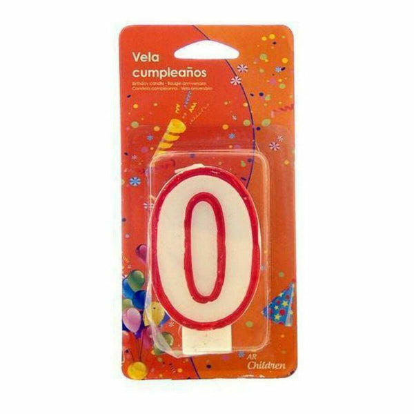 Candle Red White Birthday Number 0 (12 Units)