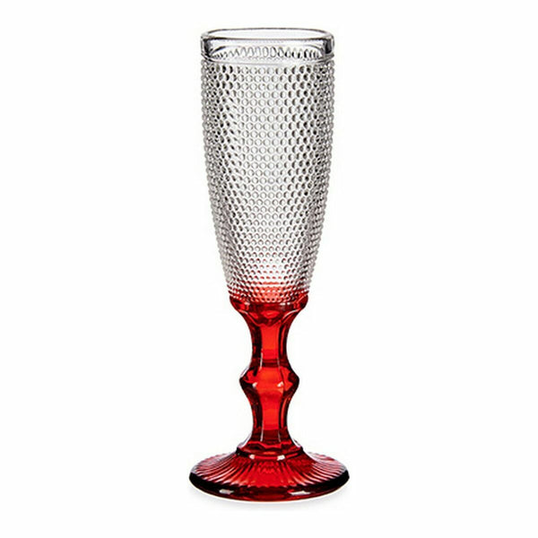 Champagne glass Red Transparent Points Glass 6 Units (180 ml)