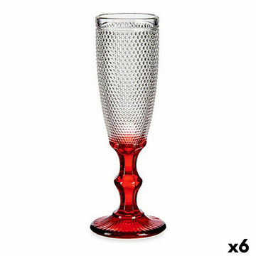 Kozarec za šampanjec Rdeča Prozorno Točke Steklo 6 kosov (180 ml)