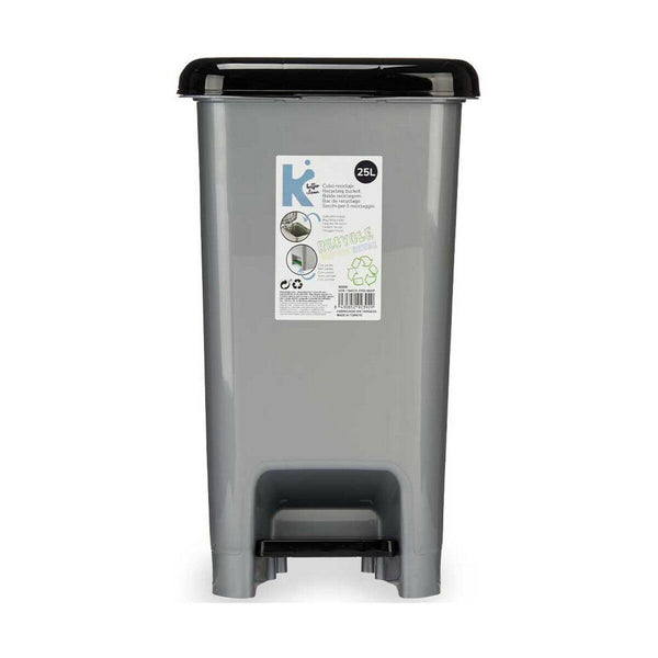 Pedal bin Black Grey Plastic 25 L (37 x 47 x 26,9 cm) (8 Units)