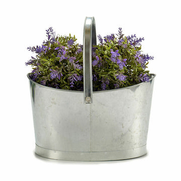 Plant pot Basket Silver Zinc 21 x 19,5 x 35,5 cm (12 Units)