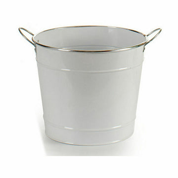 Planter Bucket White Silver Zinc 34,8 x 23 x 27,8 cm (12 Units)