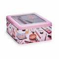 Storage Box Make-up Pink Tin 18 x 8,5 x 18 cm (18 Units)