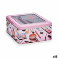 Storage Box Make-up Pink Tin 18 x 8,5 x 18 cm (18 Units)