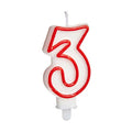 Candle Birthday Number 3 Red White (12 Units)