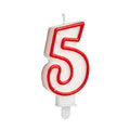 Candle Birthday Number 5 Red White (12 Units)