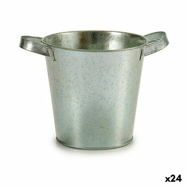 Cache-pot Seau Argenté Zinc 20 x 14 x 16,2 cm (24 Unités)