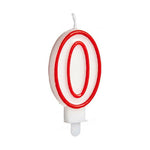 Candle Red White Birthday Number 0 (12 Units)