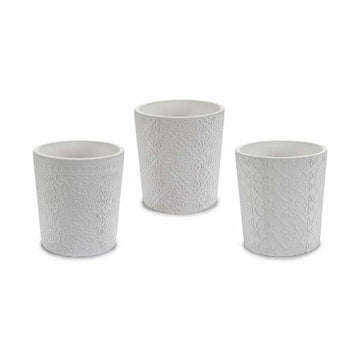 Planter Pattern White Ceramic 12,3 x 12 x 12,3 cm (144 Units)