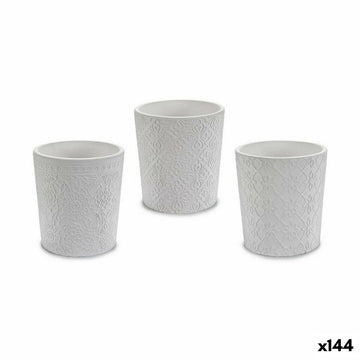Blumentopf Muster Weiß aus Keramik 12,3 x 12 x 12,3 cm (144 Stück)