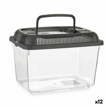 Fish tank With handle Medium Anthracite Plastic 3 L 17 x 16 x 24 cm (12 Units)