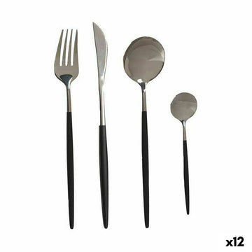 Cutlery Set Black Silver Stainless steel (12 Units)