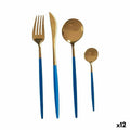 Cutlery Set Blue Golden Stainless steel (12 Units)