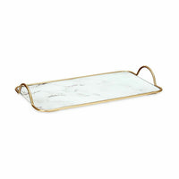 Tray Marble White Golden Metal Glass 35 x 4,5 x 20 cm (6 Units)