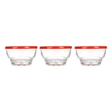 Set of bowls Karaman Red Transparent Glass Polyethylene Ø 10,5 cm 275 ml (8 Units)