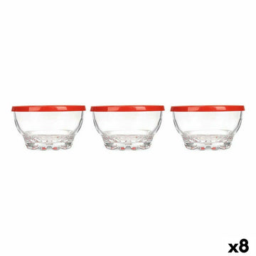 Set skled Karaman Rdeča Prozorno Steklo Polietilen Ø 10,5 cm 275 ml (8 kosov)