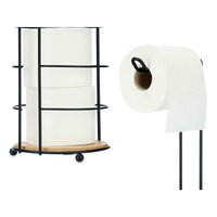 Toilet Roll Holder Black Metal Bamboo 16,5 x 63,5 x 16,5 cm (4 Units)