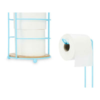 Toilet Roll Holder Blue Metal Bamboo 16,5 x 63,5 x 16,5 cm (4 Units)