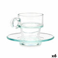 Cup with Plate Transparent Glass 90 ml (6 Units)