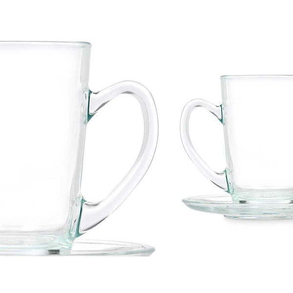Cup with Plate Transparent Glass 200 ml (6 Units)