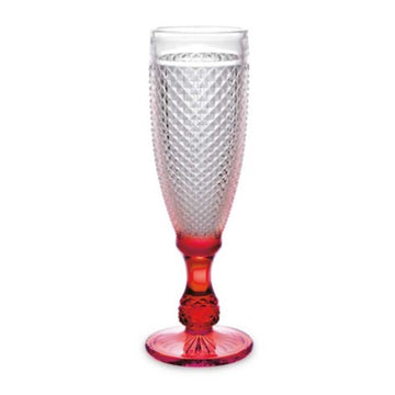 Champagne glass Diamond Red Transparent Glass 185 ml (6 Units)