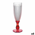 Champagne glass Diamond Red Transparent Glass 185 ml (6 Units)