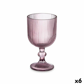 Verre Rayures Rose 370 ml (6 Unités)