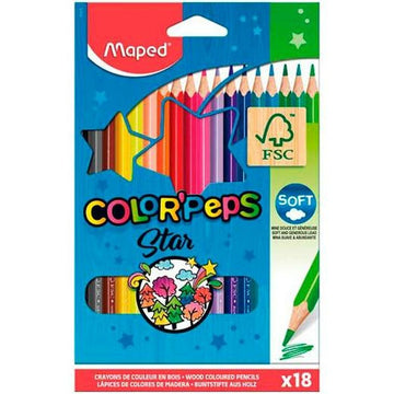 Crayons de couleur Maped Color' Peps Star Multicouleur 18 Pièces (12 Unités)