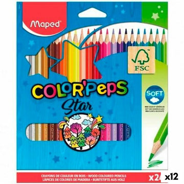Crayons de couleur Maped Color' Peps Star Multicouleur 24 Pièces (12 Unités)