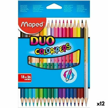 Crayons de couleur Maped Duo Color' Peps	 Multicouleur 18 Pièces Double pointe (12 Unités)