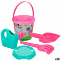 Beach toys set Colorbaby Ø 18 cm Pink flamingo (16 Units)