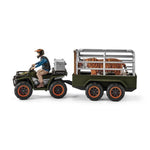 Schleich Figurine 42351 - Vie sauvage - Quad avec remorque et ranger