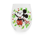 Disney Mickey Mouse Christmas Wreath Stemless Wine Glass § Holds 20 Ounces