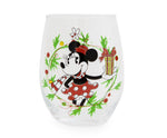 Disney Minnie Mouse Christmas Wreath Stemless Wine Glass § Holds 20 Ounces