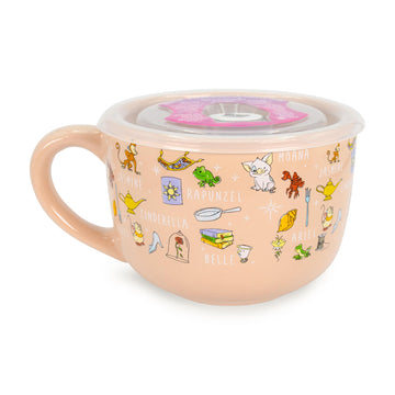 Disney Princess Ceramic Soup Mug with Vented Lid § Holds 24 Ounces