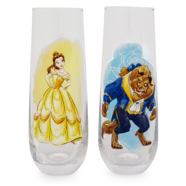 Disney Beauty and the Beast 9-Ounce Stemless Fluted Glassware § Set of 2