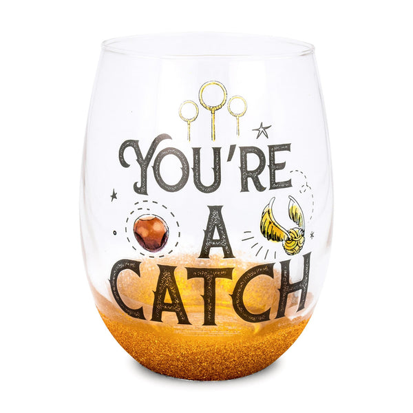 Harry Potter Quidditch "You're A Catch" Teardrop Stemless Wine Glass § 20 Ounces