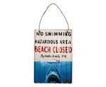 JAWS "Beach Closed" Corrugated Tin Sign § 12 x 16 Inches