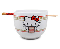 Hello Kitty Cup Noodle Japanese Dinnerware Set § 20-Ounce Ramen Bowl, Chopsticks