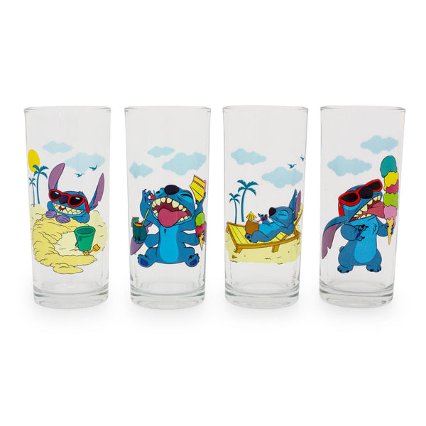 Disney Lilo & Stitch Beach Day 10-Ounce Tumbler Glasses § Set of 4