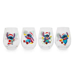 Disney Lilo & Stitch Christmas Teardrop Stemless Wine Glasses § Set of 4