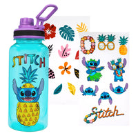 Disney Lilo & Stitch Pineapple 32-Ounce Twist Spout Water Bottle And Sticker Set